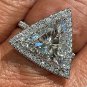 GIA 4.04ctw Trillion Diamond Engagement Halo Pave Platinum Ring