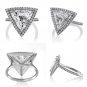 GIA 4.04ctw Trillion Diamond Engagement Halo Pave Platinum Ring