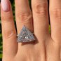 GIA 4.04ctw Trillion Diamond Engagement Halo Pave Platinum Ring
