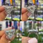 GIA 4.04ctw Trillion Diamond Engagement Halo Pave Platinum Ring
