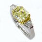 GIA 2.83CT ESTATE FANCY YELLOW RADIANT DIAMOND ENGAGEMENT WEDDING RING 3 STONE