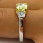 GIA 2.83CT ESTATE FANCY YELLOW RADIANT DIAMOND ENGAGEMENT WEDDING RING 3 STONE
