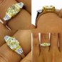 GIA 2.83CT ESTATE FANCY YELLOW RADIANT DIAMOND ENGAGEMENT WEDDING RING 3 STONE