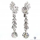 GIA ANTIQUE ART DECO 3.25CTW OLD EUROPEAN DIAMOND DANGLING DROP 18K EARRINGS