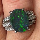 Vintage 6.0ctw Black Australian OPAL & Diamond Platinum Ring
