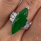 Art Deco Natural UNTREATED GIA 6.60ct GREEN Jade JADEITE Diamond Platinum Ring