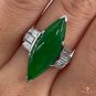 Art Deco Natural UNTREATED GIA 6.60ct GREEN Jade JADEITE Diamond Platinum Ring