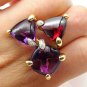 Estate Bold Fashion Garnet Amethyst Diamond 18K Yellow Gold Ring