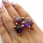 Estate Bold Fashion Garnet Amethyst Diamond 18K Yellow Gold Ring