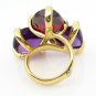 Estate Bold Fashion Garnet Amethyst Diamond 18K Yellow Gold Ring