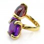 Estate Bold Fashion Garnet Amethyst Diamond 18K Yellow Gold Ring