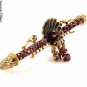 ESTATE VINTAGE 2.00CT RED GARNET ENAMEL PIN BAR BROOCH in HEAVY 14K YELLOW GOLD