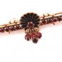 ESTATE VINTAGE 2.00CT RED GARNET ENAMEL PIN BAR BROOCH in HEAVY 14K YELLOW GOLD