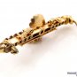 ESTATE VINTAGE 2.00CT RED GARNET ENAMEL PIN BAR BROOCH in HEAVY 14K YELLOW GOLD