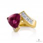 GIA 6.59ct Natural RUBELLITE Tourmaline Diamond 18k Yellow Gold Vintage Ring