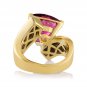 GIA 6.59ct Natural RUBELLITE Tourmaline Diamond 18k Yellow Gold Vintage Ring