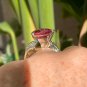 GIA 6.59ct Natural RUBELLITE Tourmaline Diamond 18k Yellow Gold Vintage Ring
