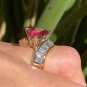 GIA 6.59ct Natural RUBELLITE Tourmaline Diamond 18k Yellow Gold Vintage Ring