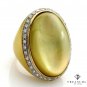 FASHION CABOCHON LEMON QUARTZ MOTHER-OF-PEARL DIAMOND 18K YL GOLD ESTATE RING