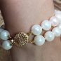 Classic Cultured Japanese Pearl White Double Strand Vintage Bracelet 14 YG