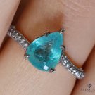 GIA2.84CT NATURAL PARAIBA TOURMALINE PEAR SHAPE DIAMOND PLATINUM  "DALINDA" RING
