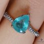 GIA2.84CT NATURAL PARAIBA TOURMALINE PEAR SHAPE DIAMOND PLATINUM  "DALINDA" RING
