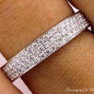 1.00CT 3 ROW 3.8MM PAVE DIAMOND ANNIVERSARY WEDDING BAND RING 18KWG HENRI DAUSSI