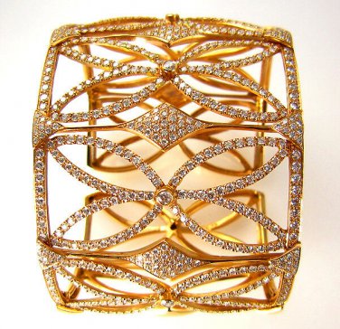 10.00CT ESTATE DIAMOND BANGLE CUFF BRACELET 18K ROSE GOLD MICRO PAVE GORGEOUS !