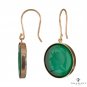 ESTATE VINTAGE GREEN ONYX ROUND INTAGLIO DROP DANGLE 14K YELLOW GOLD RARRINGS