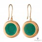 ESTATE VINTAGE GREEN ONYX ROUND INTAGLIO DROP DANGLE 14K YELLOW GOLD RARRINGS