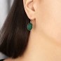 ESTATE VINTAGE GREEN ONYX ROUND INTAGLIO DROP DANGLE 14K YELLOW GOLD RARRINGS