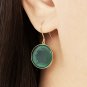 ESTATE VINTAGE GREEN ONYX ROUND INTAGLIO DROP DANGLE 14K YELLOW GOLD RARRINGS