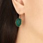 ESTATE VINTAGE GREEN ONYX ROUND INTAGLIO DROP DANGLE 14K YELLOW GOLD RARRINGS