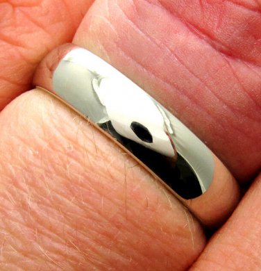 5 MM SOLID PLATINUM PLAIN WEDDING BAND RING in SIZE 7 COMFORT FIT HIGH POLISH