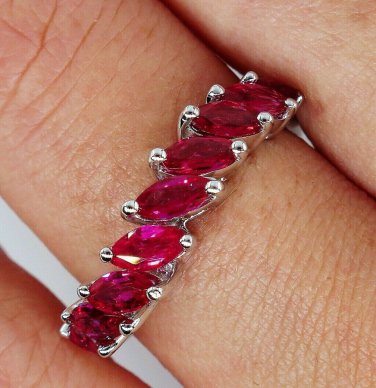 DAMIANI 2.0CT RUBY MARQUISE ESTATE WEDDING ANNIVERSARY 18K WHITE GOLD BAND RING