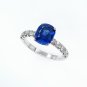 VINTAGE GIA 2.82CT SYNTHETIC SAPPHIRE DIAMOND ENGAGEMENT WEDDING 18K RING