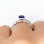 VINTAGE GIA 2.82CT SYNTHETIC SAPPHIRE DIAMOND ENGAGEMENT WEDDING 18K RING