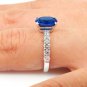 VINTAGE GIA 2.82CT SYNTHETIC SAPPHIRE DIAMOND ENGAGEMENT WEDDING 18K RING