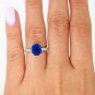 VINTAGE GIA 2.82CT SYNTHETIC SAPPHIRE DIAMOND ENGAGEMENT WEDDING 18K RING