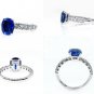 VINTAGE GIA 2.82CT SYNTHETIC SAPPHIRE DIAMOND ENGAGEMENT WEDDING 18K RING