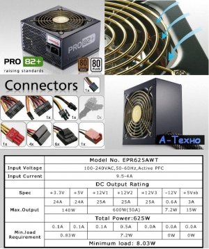 Enermax EPR625AWT PRO 82+ POWER SUPPLY PSU ATX P4 XEON