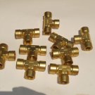 Lot (9) Cajon brass 1/2 npt threaded Tee's