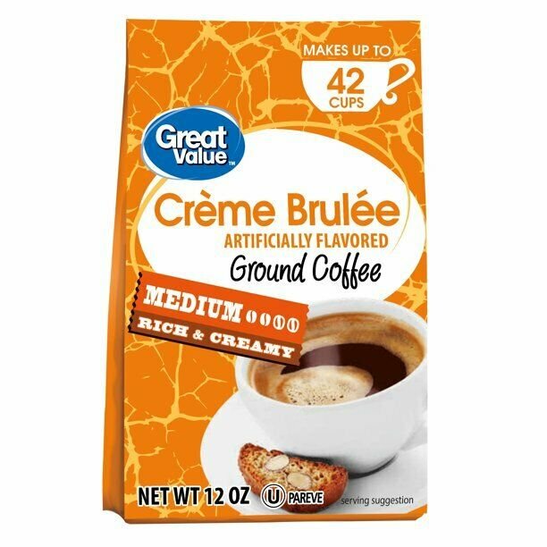 Great Value CrÃ¨me Brulee Medium Roast Ground Coffee 12 Oz Bag