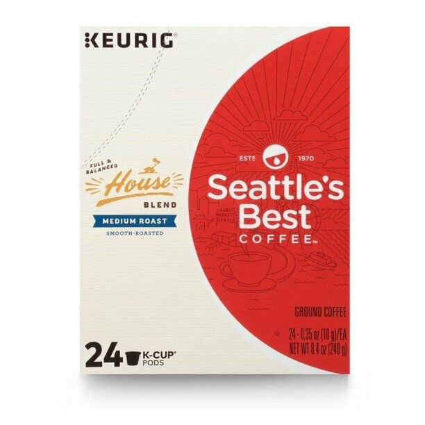 Seattle's Best Coffee House Blend Medium Roast K-Cup Pods | 1 box of 24 Pods
