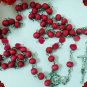 Red Wooden Rosary with Silver Finish Findings FREE SHIPPING