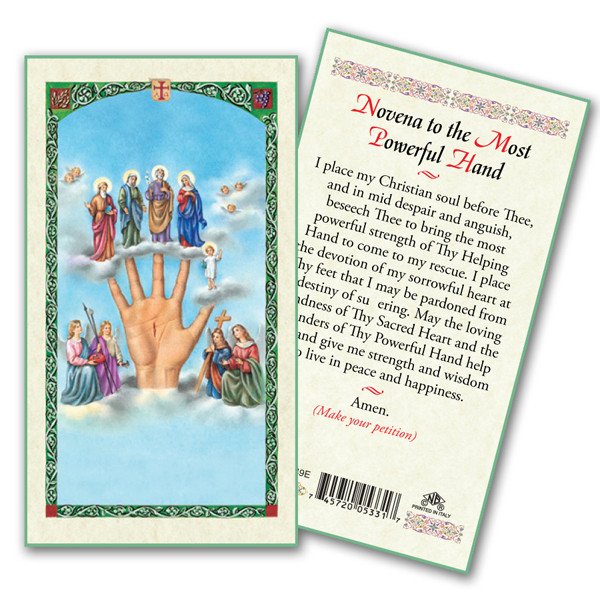 Novena to the Most Powerful Hand Prayer Laminated Card FREE SHIPPING