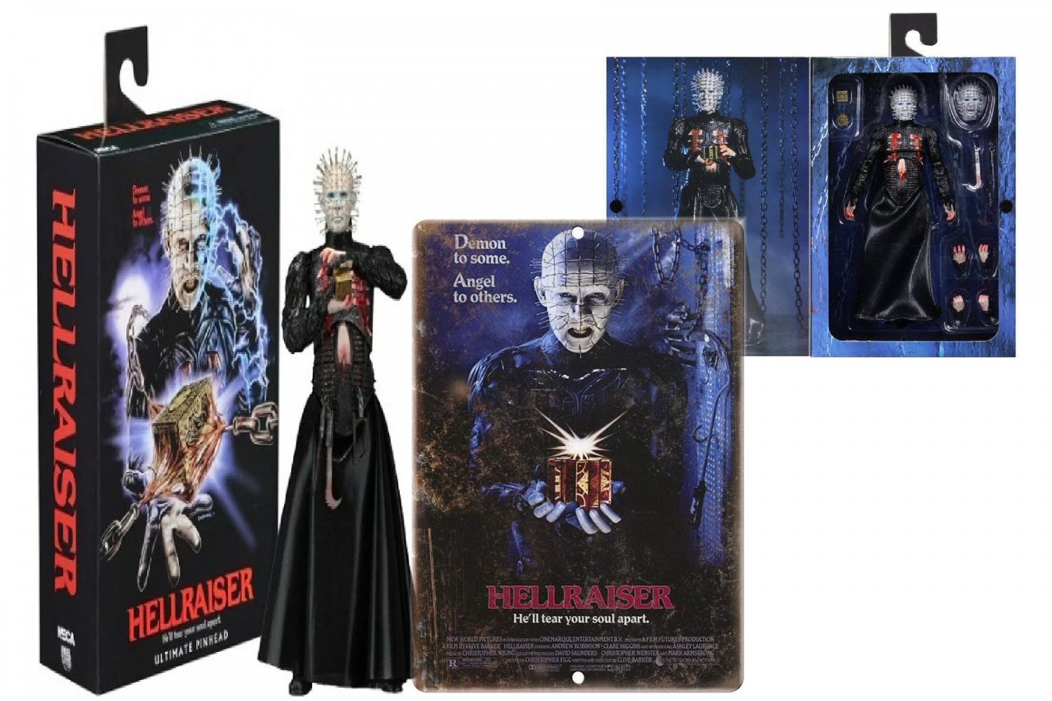 Neca Hellraiser Ultimate Pinhead Action Figure & Tin Plaque Combo FREE SHIPPING