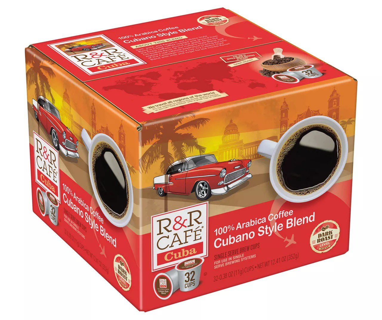 R&R Café Cuba Cubano Style Blend 32-Count Single Serve Brew Cups