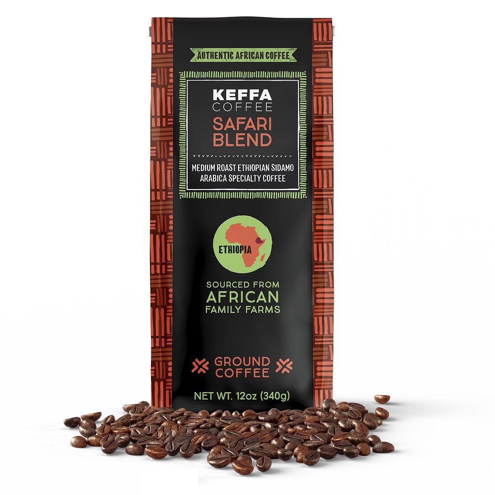 Keffa Coffee Safari Blend Coffee, Medium Roast, 12 oz.