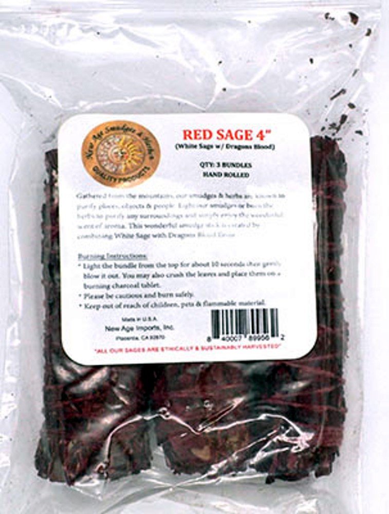 White Sage Dragon's Blood Sage smudge stick 4" (set of 3)